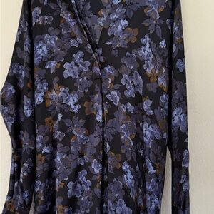 Vince Black and Purple Floral Top